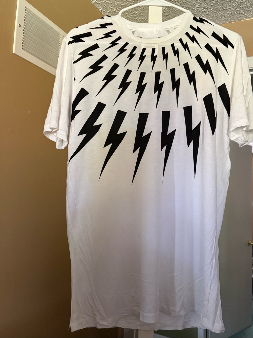 Neil Barrett Fair Isle Thunderbolt Print T-Shirt White & Black